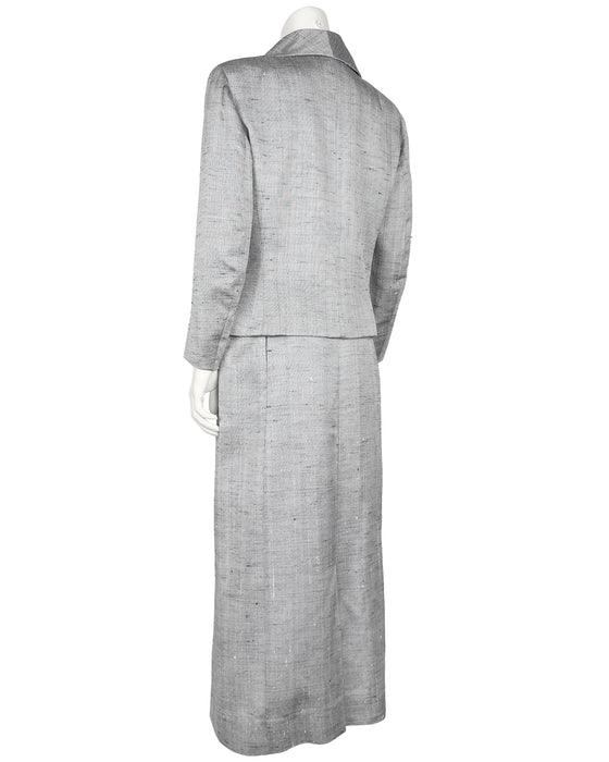 Grey Silk & Linen Skirt Suit