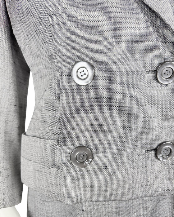 Grey Silk & Linen Skirt Suit