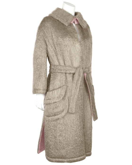 Taupe/Pink Mohair Coat