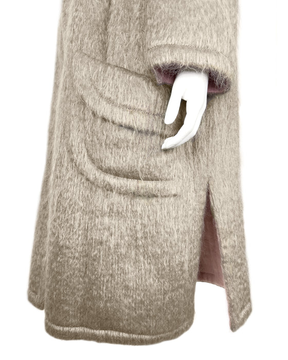 Taupe/Pink Mohair Coat
