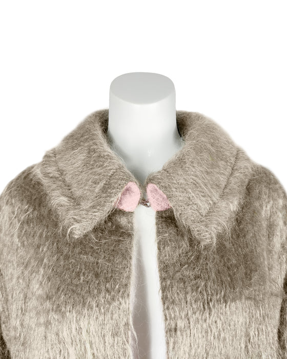 Taupe/Pink Mohair Coat
