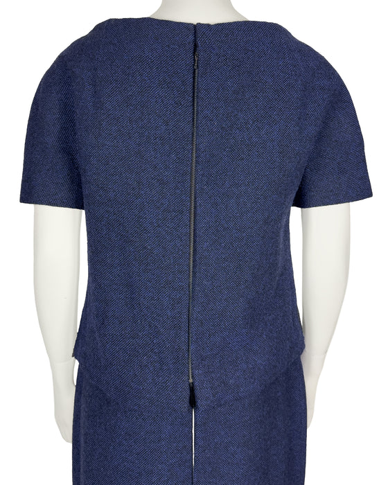 Blue Wool Tweed Dress