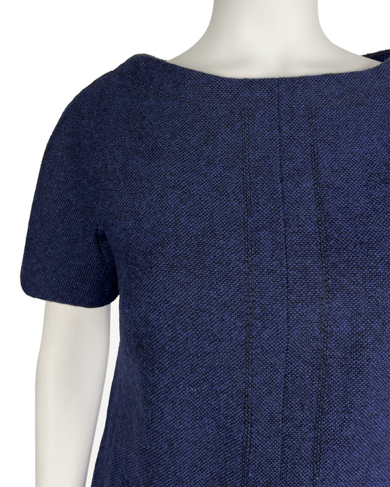 Blue Wool Tweed Dress