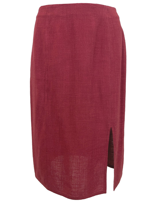 Red Wool and Linen MIx Skirt Suit