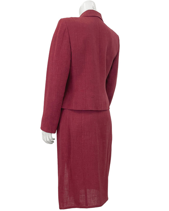 Red Wool and Linen MIx Skirt Suit