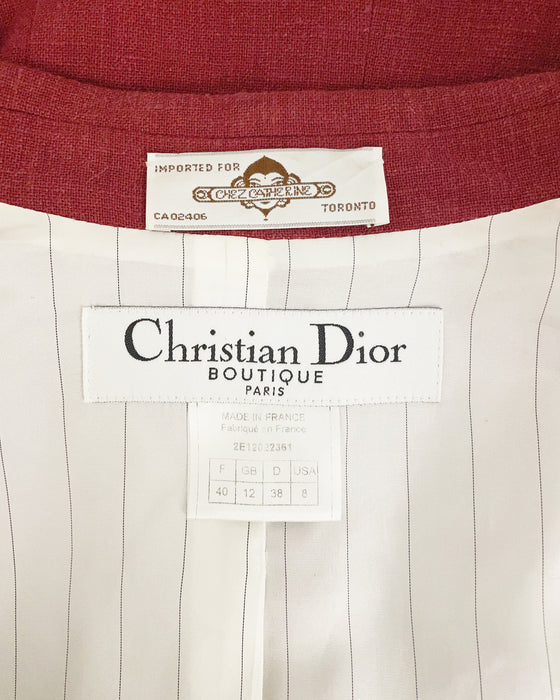 Red Wool and Linen MIx Skirt Suit