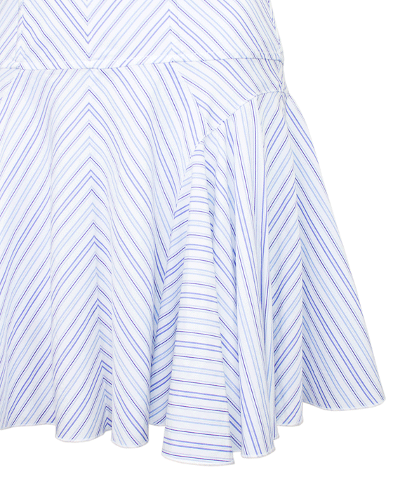 Blue and White Chevron Striped Cotton Mini Dress