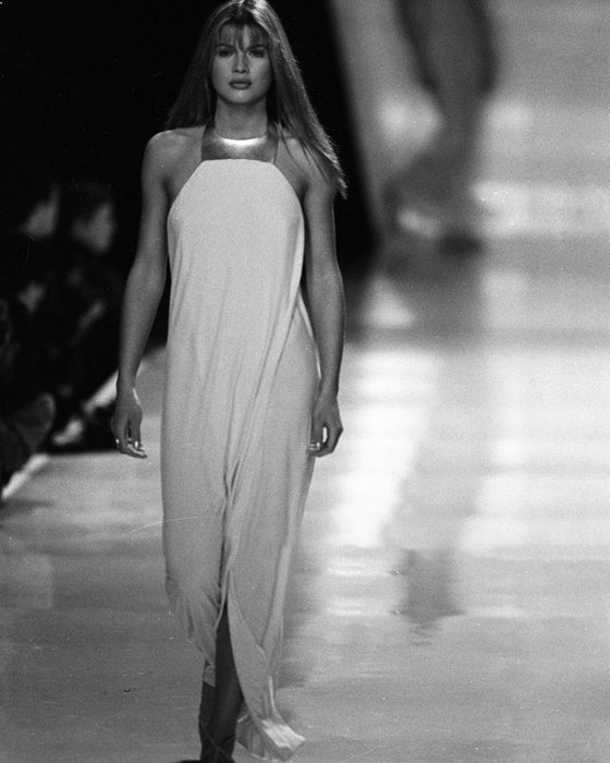 White Gown by Robert Lee Morris with Silvertone Neckplate from 1994