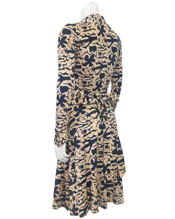 Navy and Yellow Batik Wrap Dress