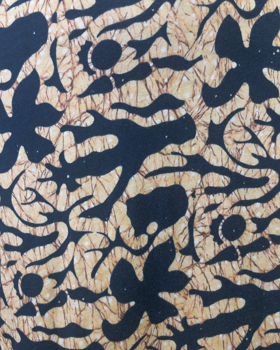 Navy and Yellow Batik Wrap Dress