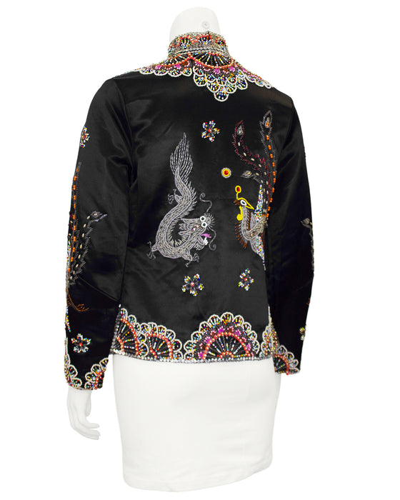 Black Dragon and Phoenix Beaded Jacket