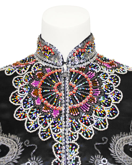 Black Dragon and Phoenix Beaded Jacket