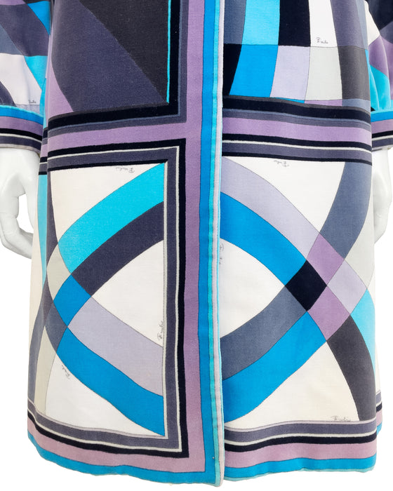Blues and Greys Geometric Velvet Coat