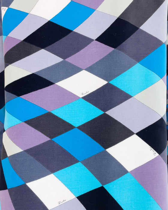 Blues and Greys Geometric Velvet Coat