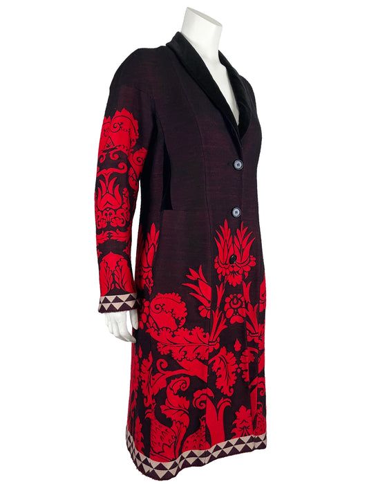Black, Red and White Wool Mix Coat