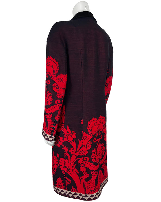 Black, Red and White Wool Mix Coat