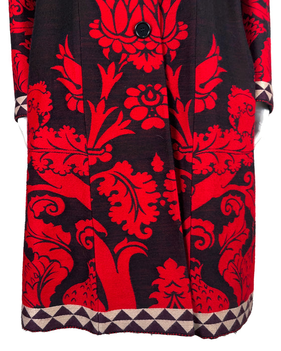 Black, Red and White Wool Mix Coat