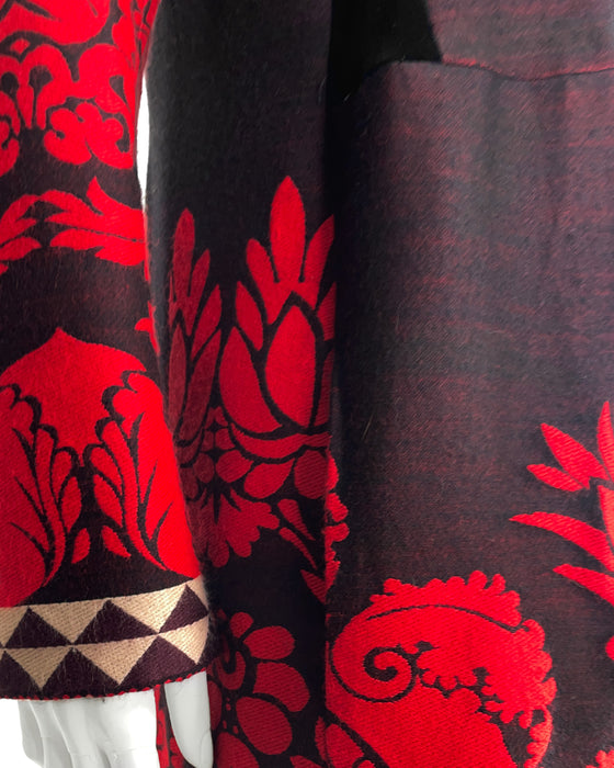 Black, Red and White Wool Mix Coat