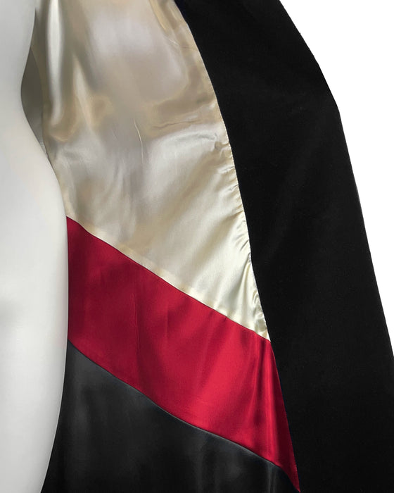Black, Red and White Wool Mix Coat