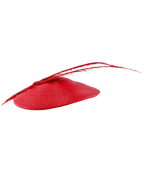 Red Straw Frederick Fox Fascinator Hat with Feather