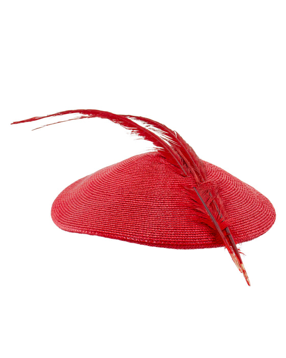 Red Straw Frederick Fox Fascinator Hat with Feather