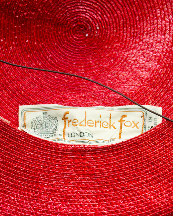 Red Straw Frederick Fox Fascinator Hat with Feather