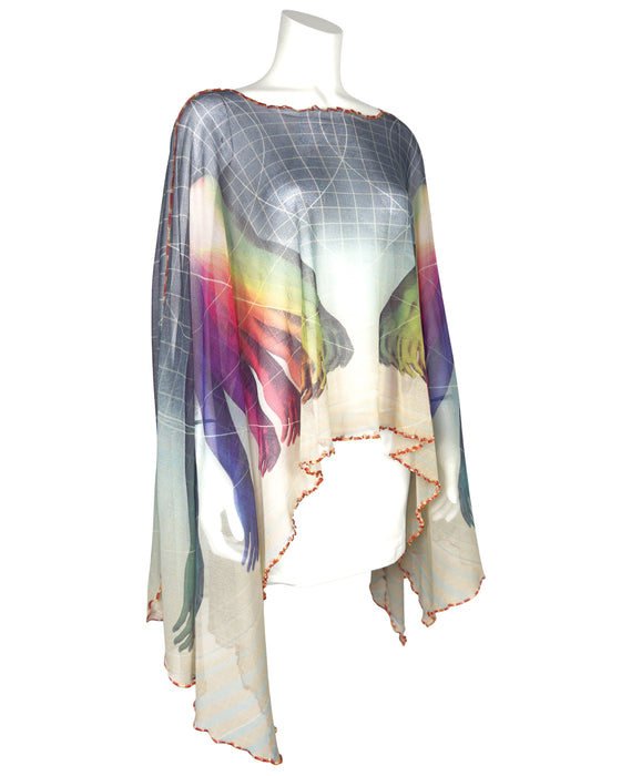 Multicolour "Surrealist Hands" Kaftan Top