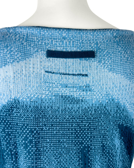Blue Knit Trompe L'œil Maxi Dress