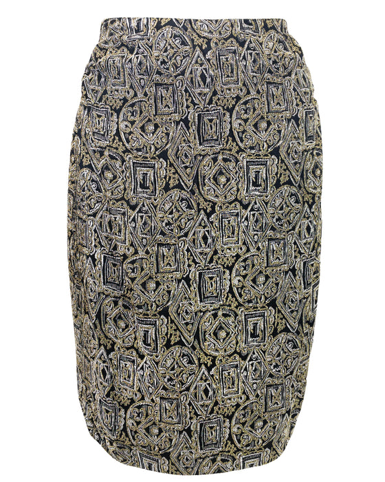 Black and Gold Brocade Skirt Suit