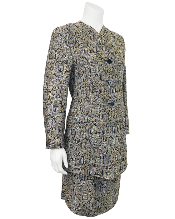 Black and Gold Brocade Skirt Suit