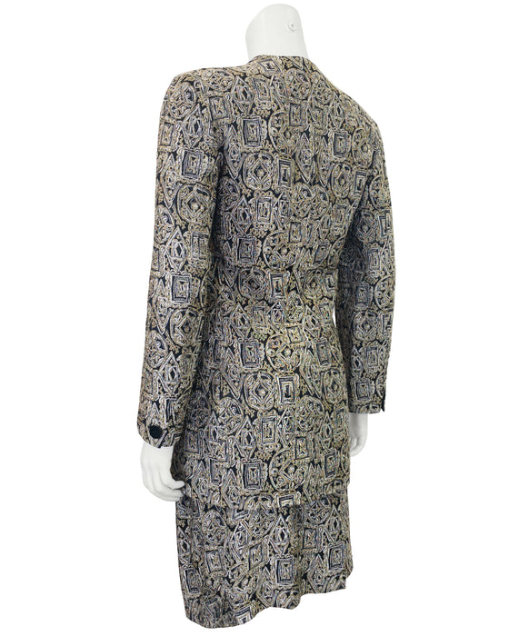 Black and Gold Brocade Skirt Suit