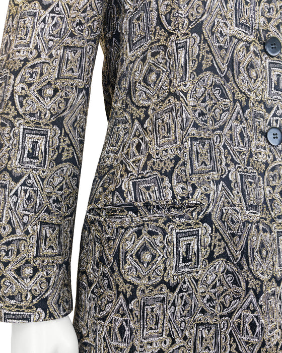 Black and Gold Brocade Skirt Suit