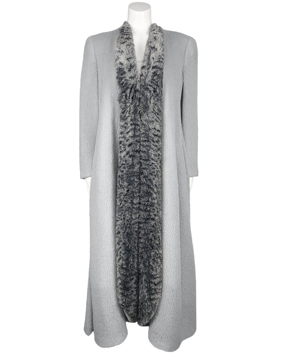 Grey Swing Coat with Faux Fur Lining