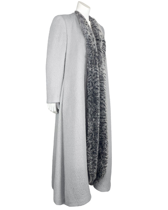 Grey Swing Coat with Faux Fur Lining