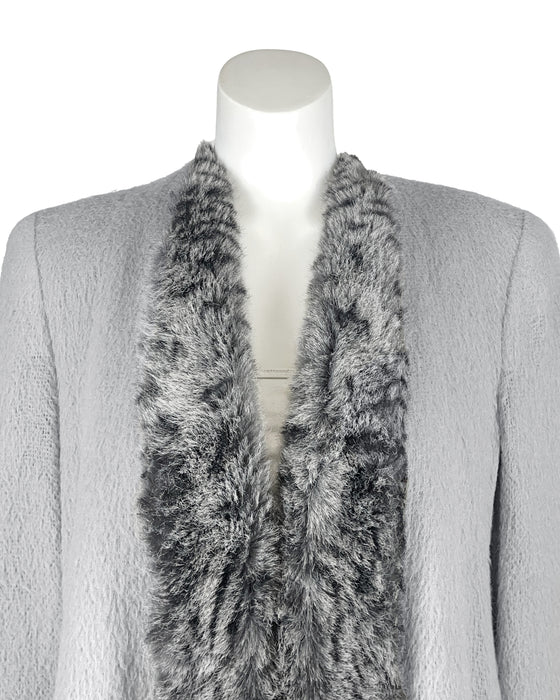 Grey Swing Coat with Faux Fur Lining