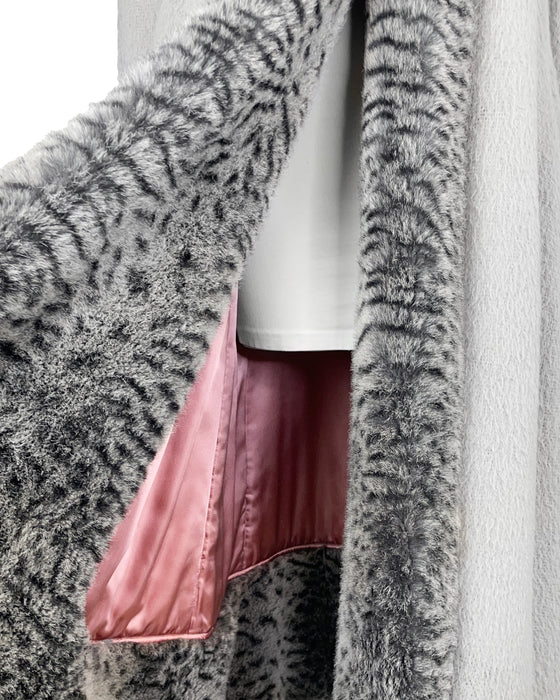 Grey Swing Coat with Faux Fur Lining