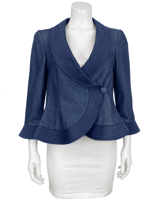 Blue Denim Fitted Jacket