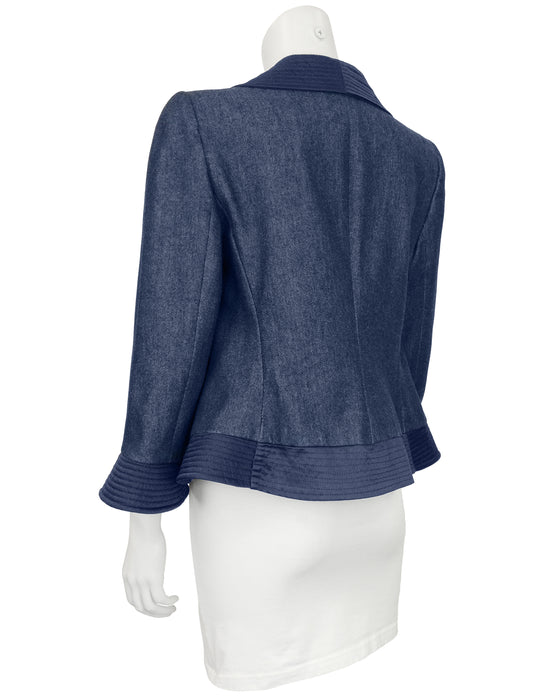 Blue Denim Fitted Jacket
