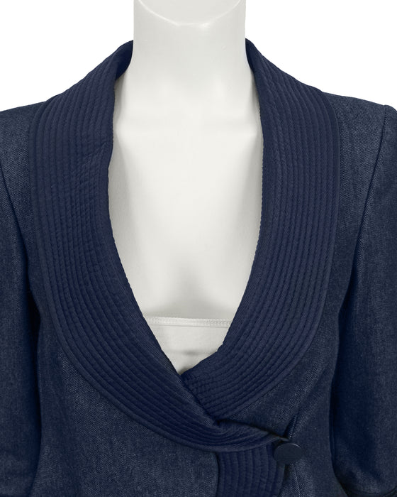 Blue Denim Fitted Jacket