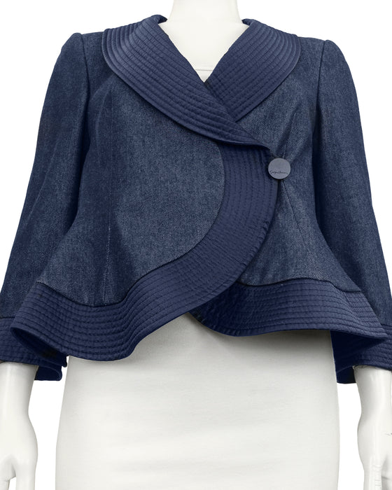 Blue Denim Fitted Jacket
