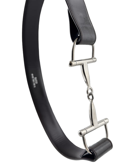 Brown Leather Silver Horse Bit Buckle Belt