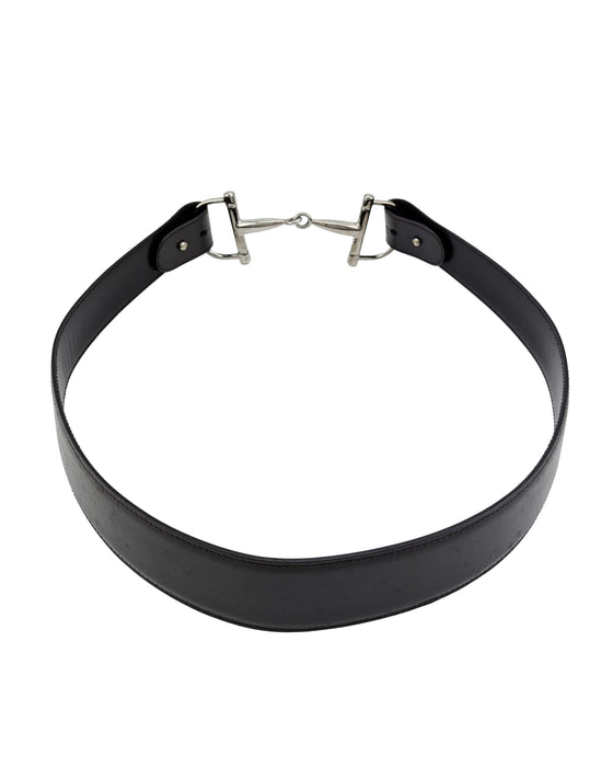 Brown Leather Silver Horse Bit Buckle Belt