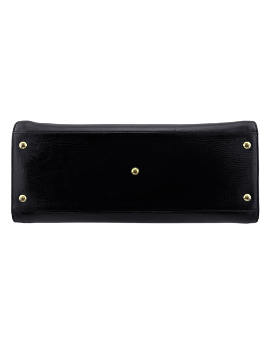 Black Leather Top Handle Satchel