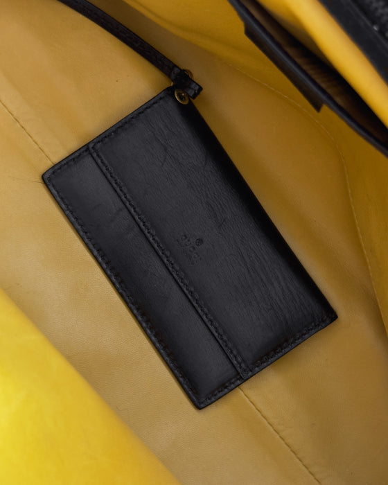 Black Leather Top Handle Satchel