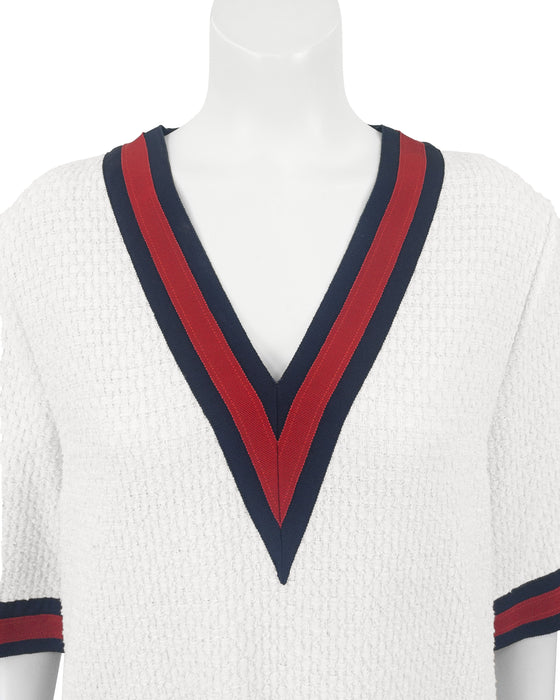 White Bouclé Wool Tunic Top