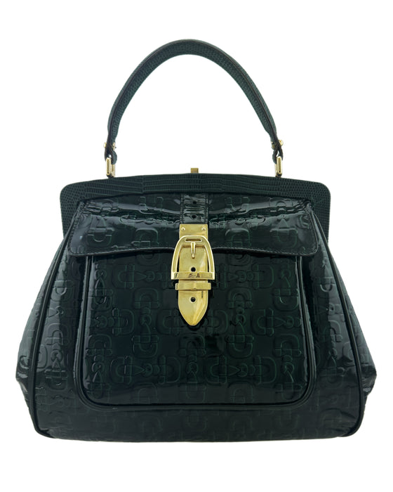 Green Patent Leather Top Handle 'Glam' Bag