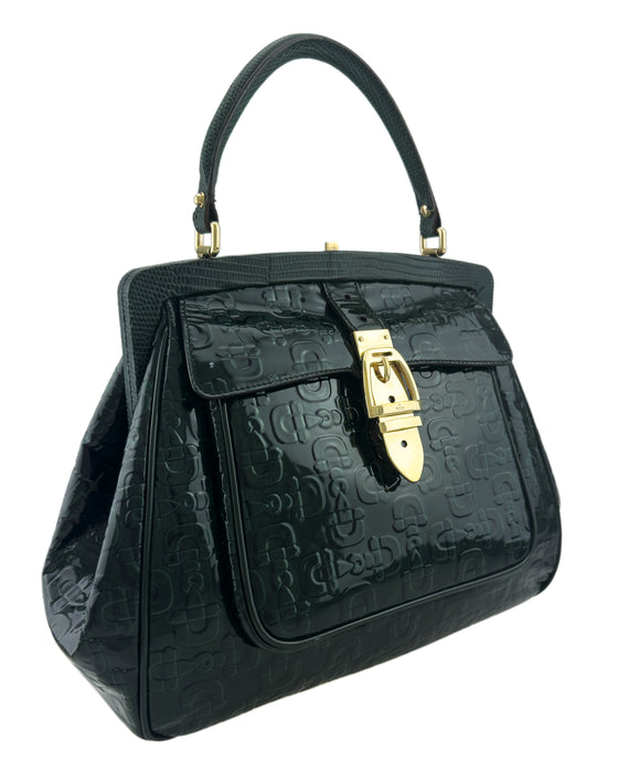 Green Patent Leather Top Handle 'Glam' Bag