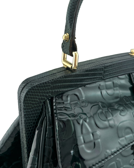 Green Patent Leather Top Handle 'Glam' Bag