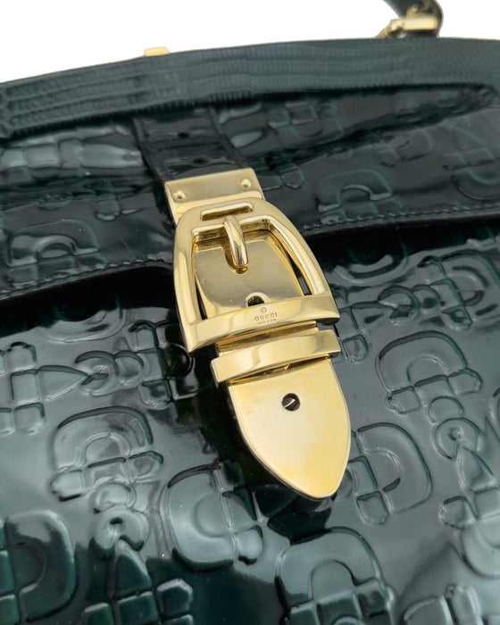 Green Patent Leather Top Handle 'Glam' Bag