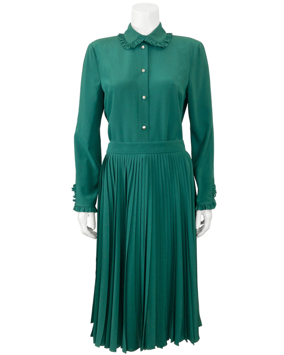 Green Silk Top and Skirt
